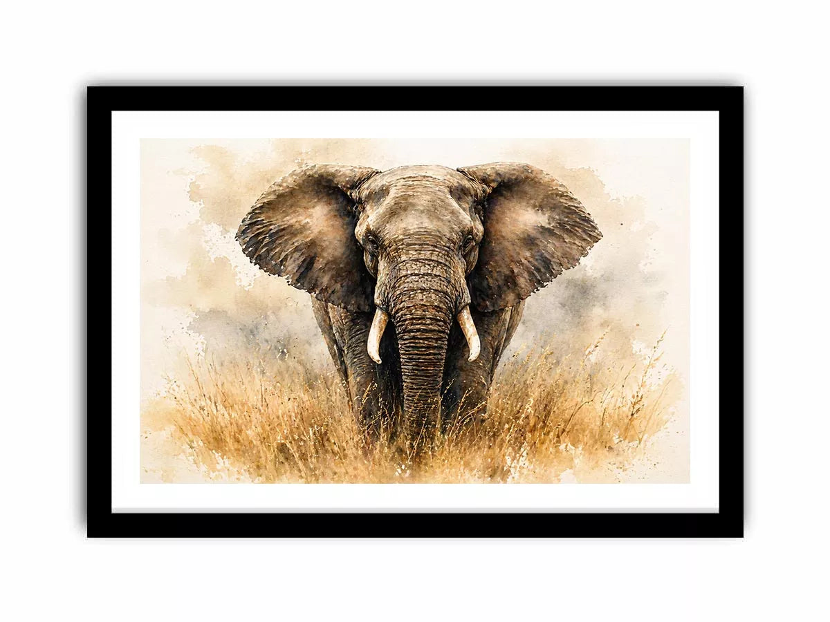 minimal elephant watercolor wildlife wall art neutral safari canvas