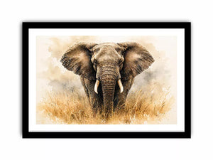 minimal elephant watercolor wildlife wall art neutral safari canvas