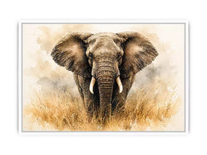 minimal elephant watercolor wildlife wall art neutral safari canvas