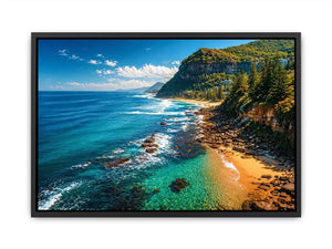 coastal cliff ocean beach landscape wall art blue sea canvas