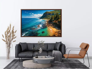 coastal cliff ocean beach landscape wall art blue sea canvas