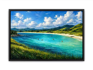 impressionist coastal lagoon turquoise water landscape wall art canvas