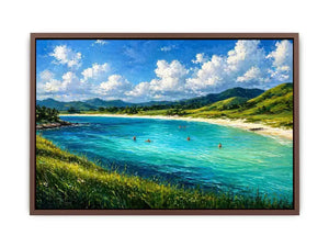 impressionist coastal lagoon turquoise water landscape wall art canvas