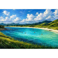 impressionist coastal lagoon turquoise water landscape wall art canvas