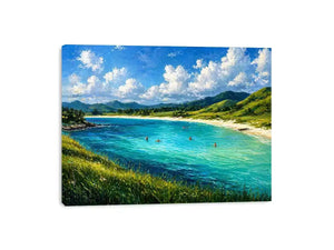 impressionist coastal lagoon turquoise water landscape wall art canvas