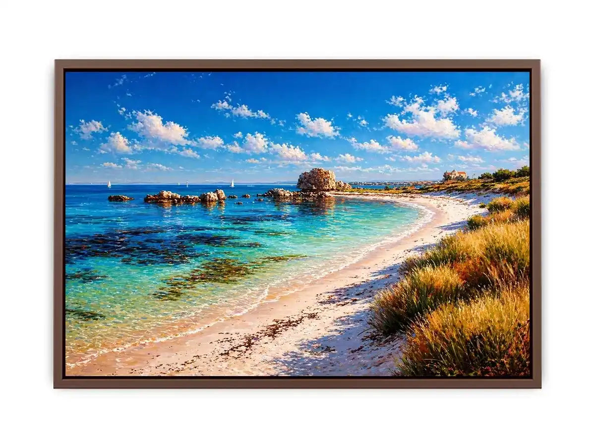 impressionist coastal beach ocean turquoise water wall art canvas
