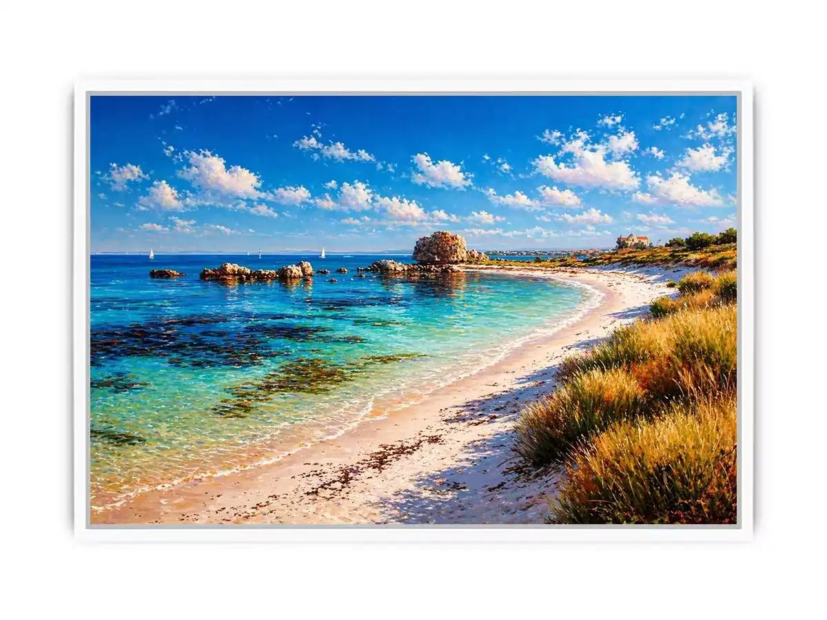 impressionist coastal beach ocean turquoise water wall art canvas