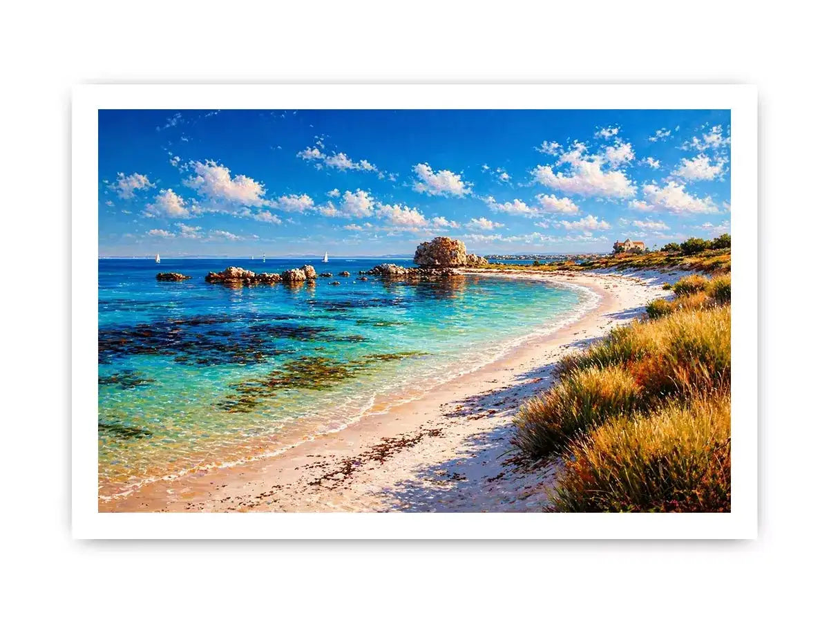 impressionist coastal beach ocean turquoise water wall art canvas