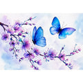 watercolor butterfly floral blossom wall art blue purple canvas