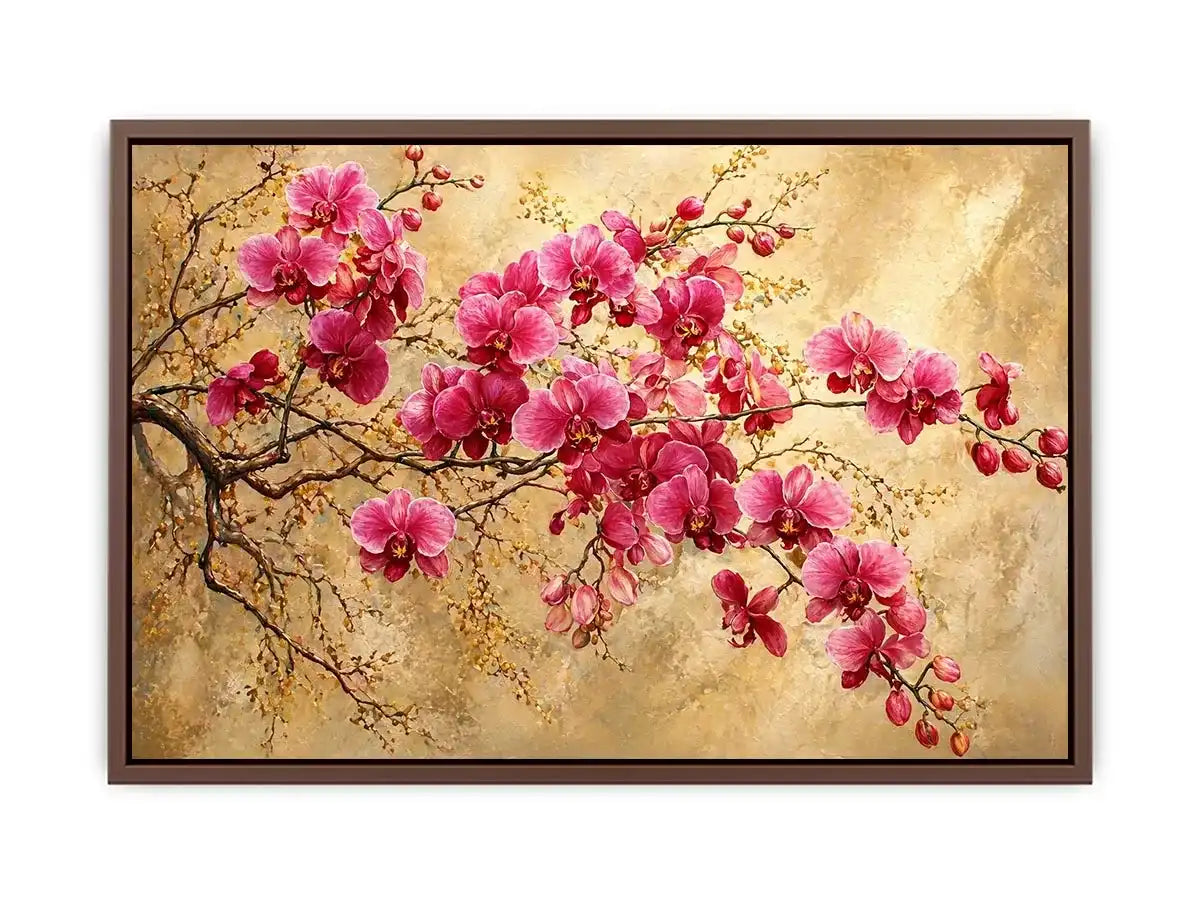 pink orchid floral wall art textured elegant botanical canvas