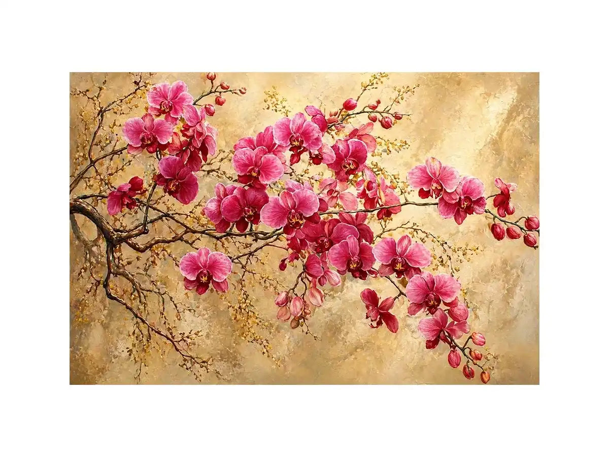 pink orchid floral wall art textured elegant botanical canvas