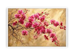 pink orchid floral wall art textured elegant botanical canvas