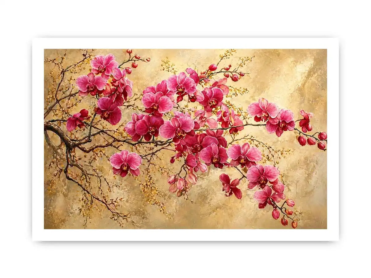 pink orchid floral wall art textured elegant botanical canvas