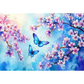 watercolor butterfly floral blossom blue pastel wall art canvas