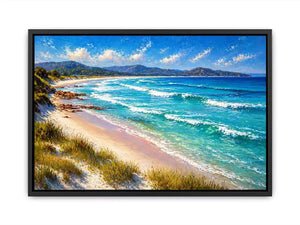 impressionist coastal beach waves turquoise ocean wall art canvas