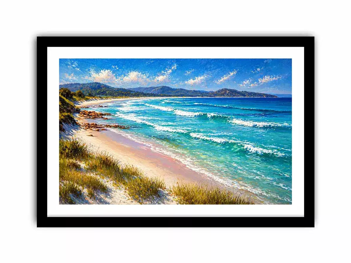 impressionist coastal beach waves turquoise ocean wall art canvas