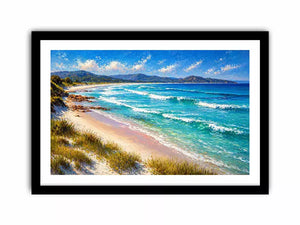 impressionist coastal beach waves turquoise ocean wall art canvas