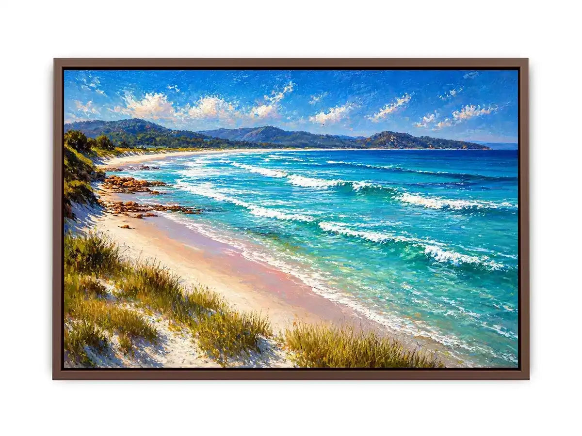 impressionist coastal beach waves turquoise ocean wall art canvas