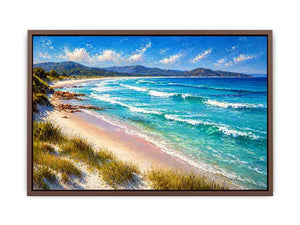 impressionist coastal beach waves turquoise ocean wall art canvas