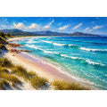 impressionist coastal beach waves turquoise ocean wall art canvas