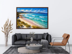 impressionist coastal beach waves turquoise ocean wall art canvas