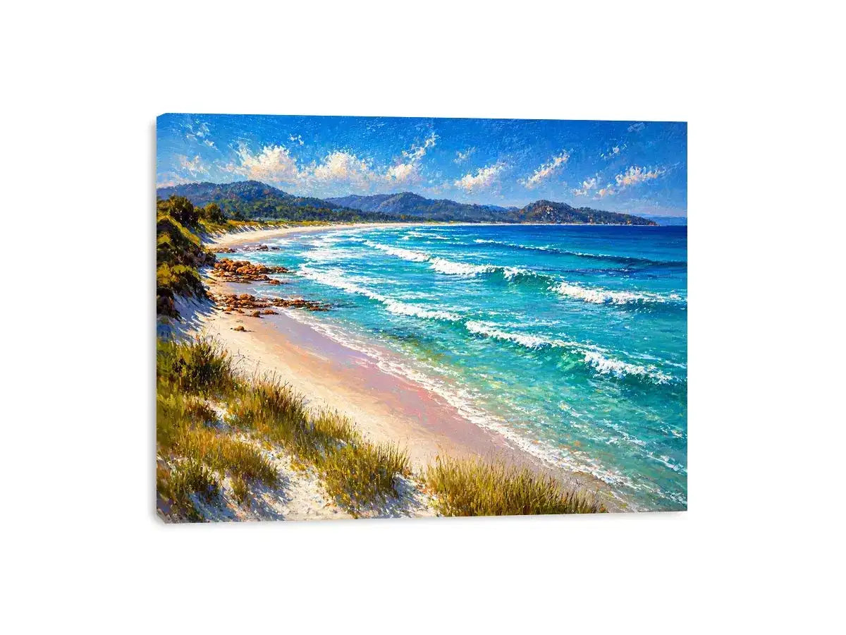 impressionist coastal beach waves turquoise ocean wall art canvas