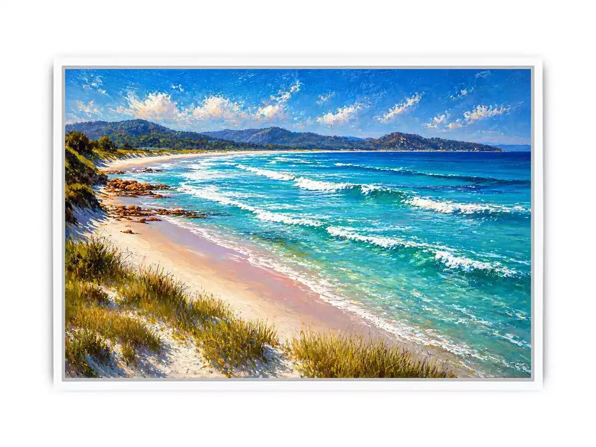 impressionist coastal beach waves turquoise ocean wall art canvas