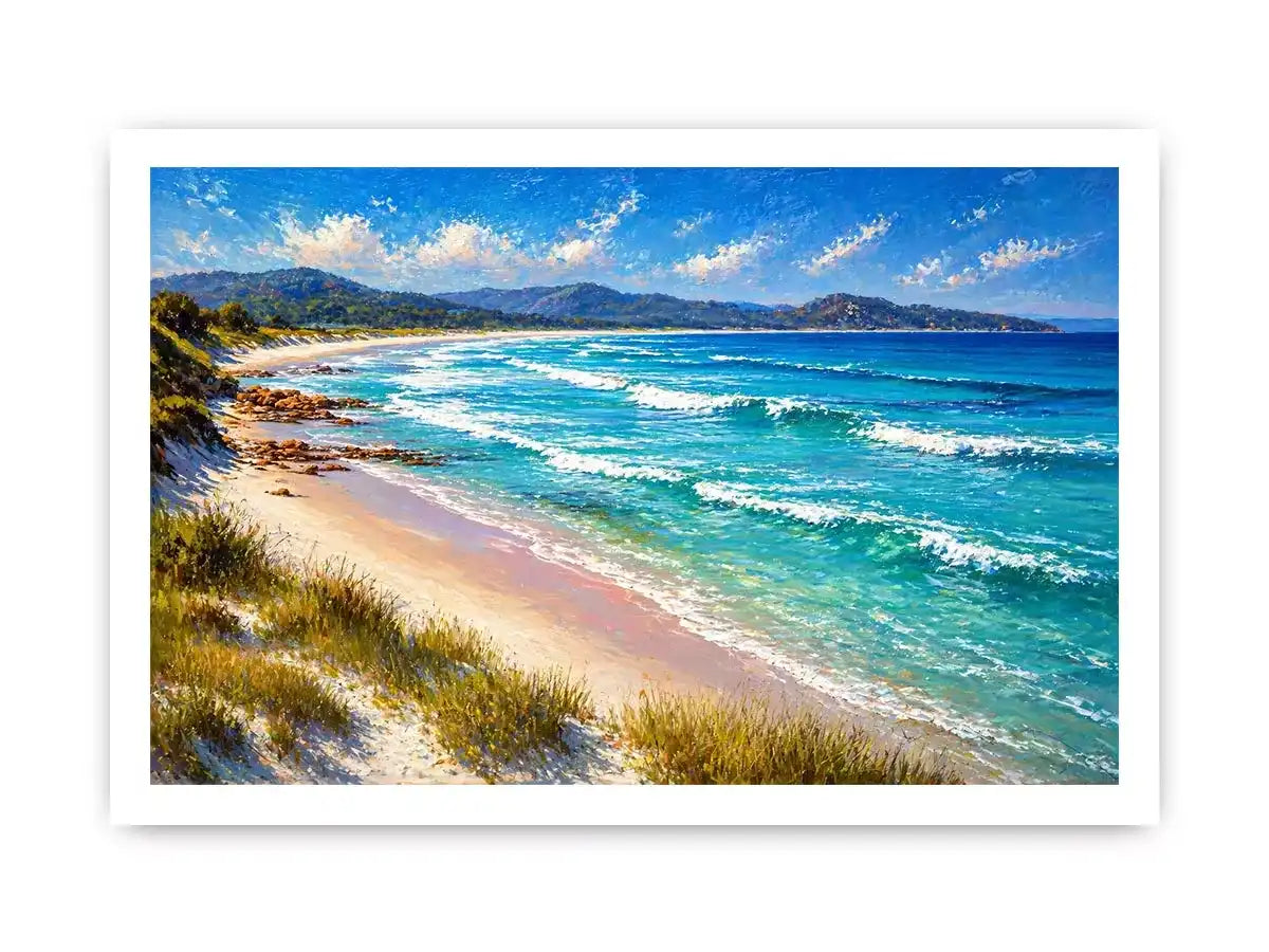 impressionist coastal beach waves turquoise ocean wall art canvas