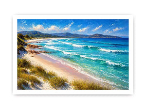 impressionist coastal beach waves turquoise ocean wall art canvas