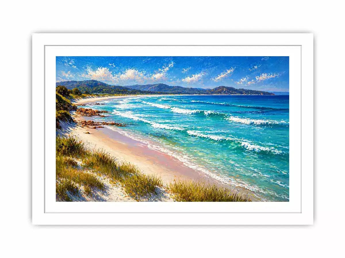 impressionist coastal beach waves turquoise ocean wall art canvas