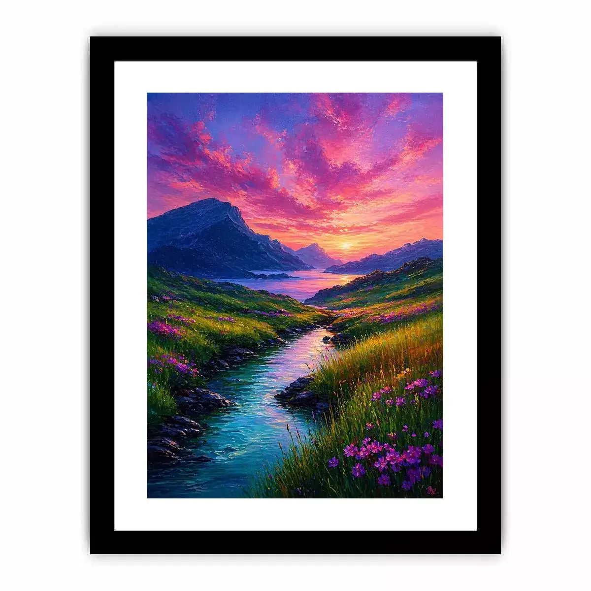 impressionist valley river sunset landscape wall art colorful canvas