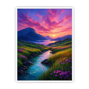 impressionist valley river sunset landscape wall art colorful canvas