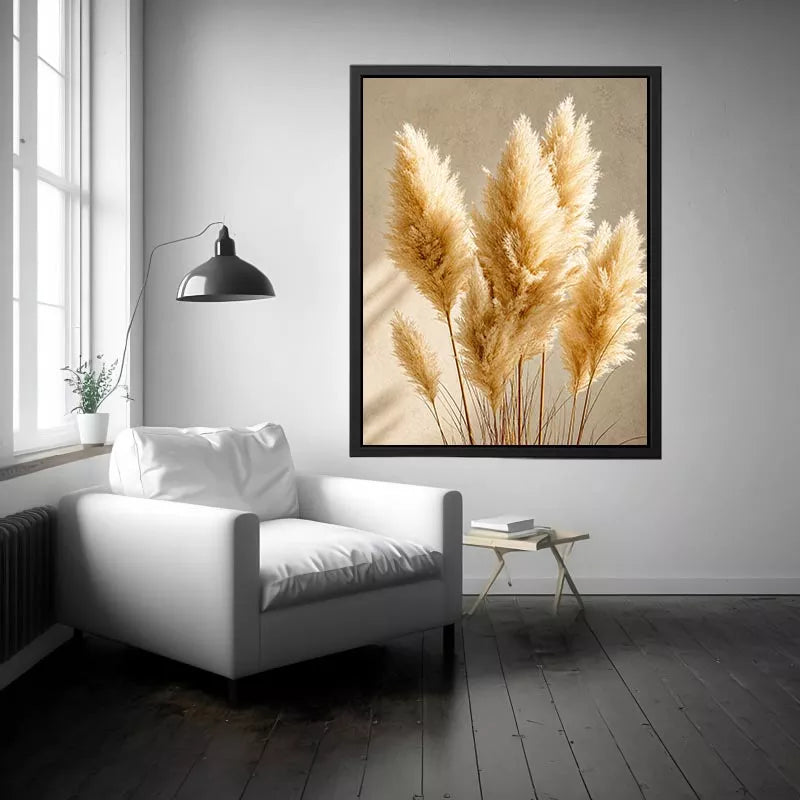 pampas grass wall art neutral decor, minimalist boho pampas canvas, beige botanical wall art print, soft pampas grass photography decor, neutral aesthetic plant artwork