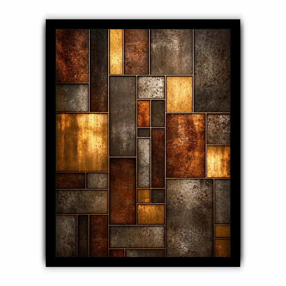 industrial abstract wall art metal texture, geometric rustic panel artwork, modern industrial canvas print, metallic abstract wall decor, textured geometric art print
