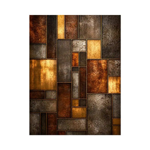 industrial abstract wall art metal texture, geometric rustic panel artwork, modern industrial canvas print, metallic abstract wall decor, textured geometric art print