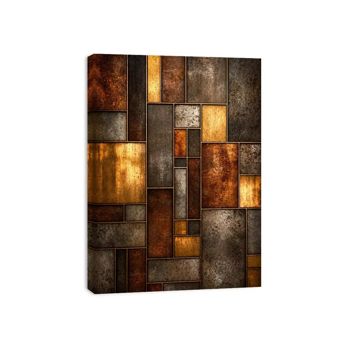 industrial abstract wall art metal texture, geometric rustic panel artwork, modern industrial canvas print, metallic abstract wall decor, textured geometric art print