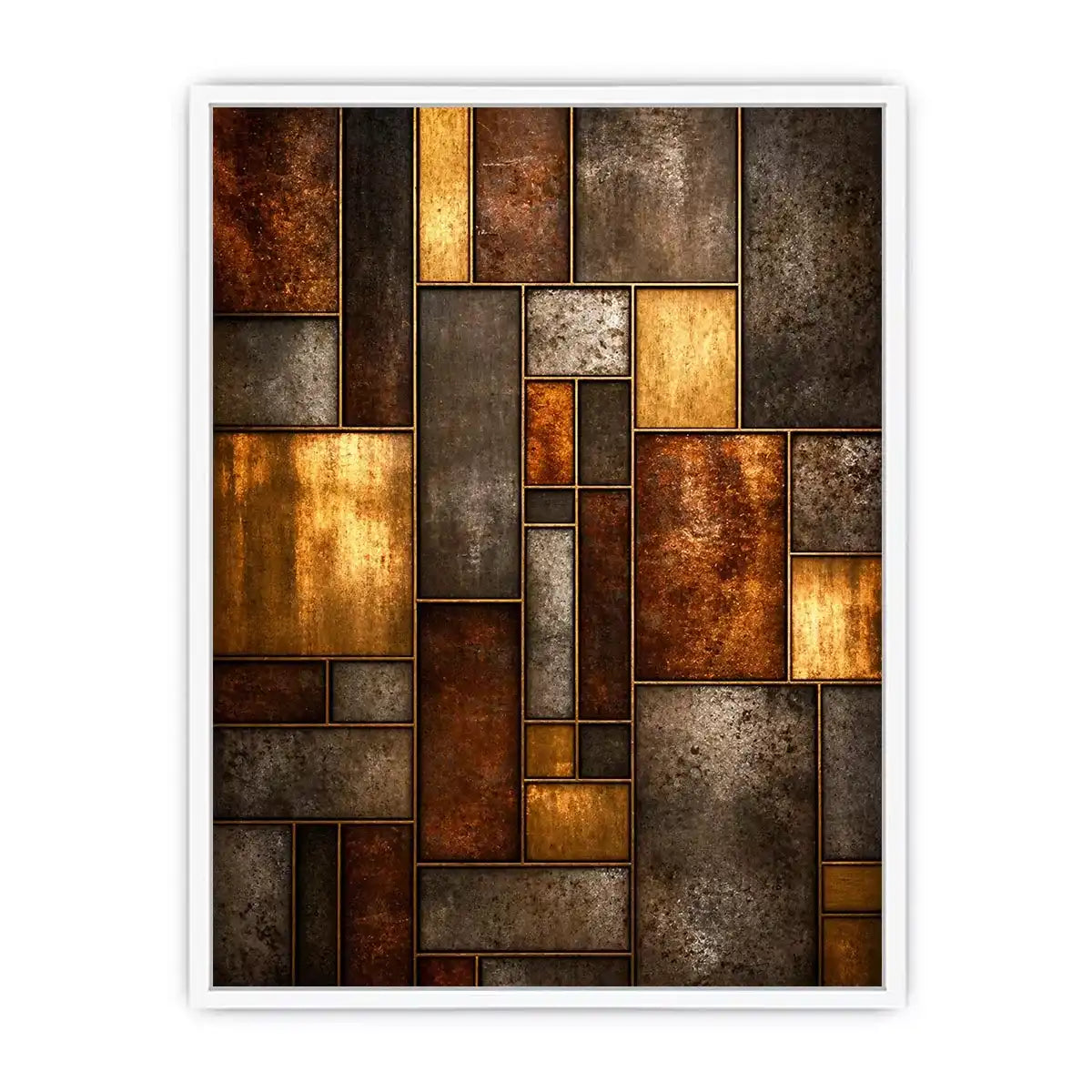 industrial abstract wall art metal texture, geometric rustic panel artwork, modern industrial canvas print, metallic abstract wall decor, textured geometric art print