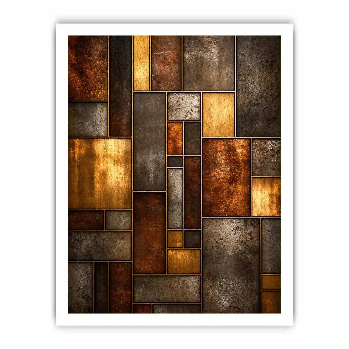 industrial abstract wall art metal texture, geometric rustic panel artwork, modern industrial canvas print, metallic abstract wall decor, textured geometric art print