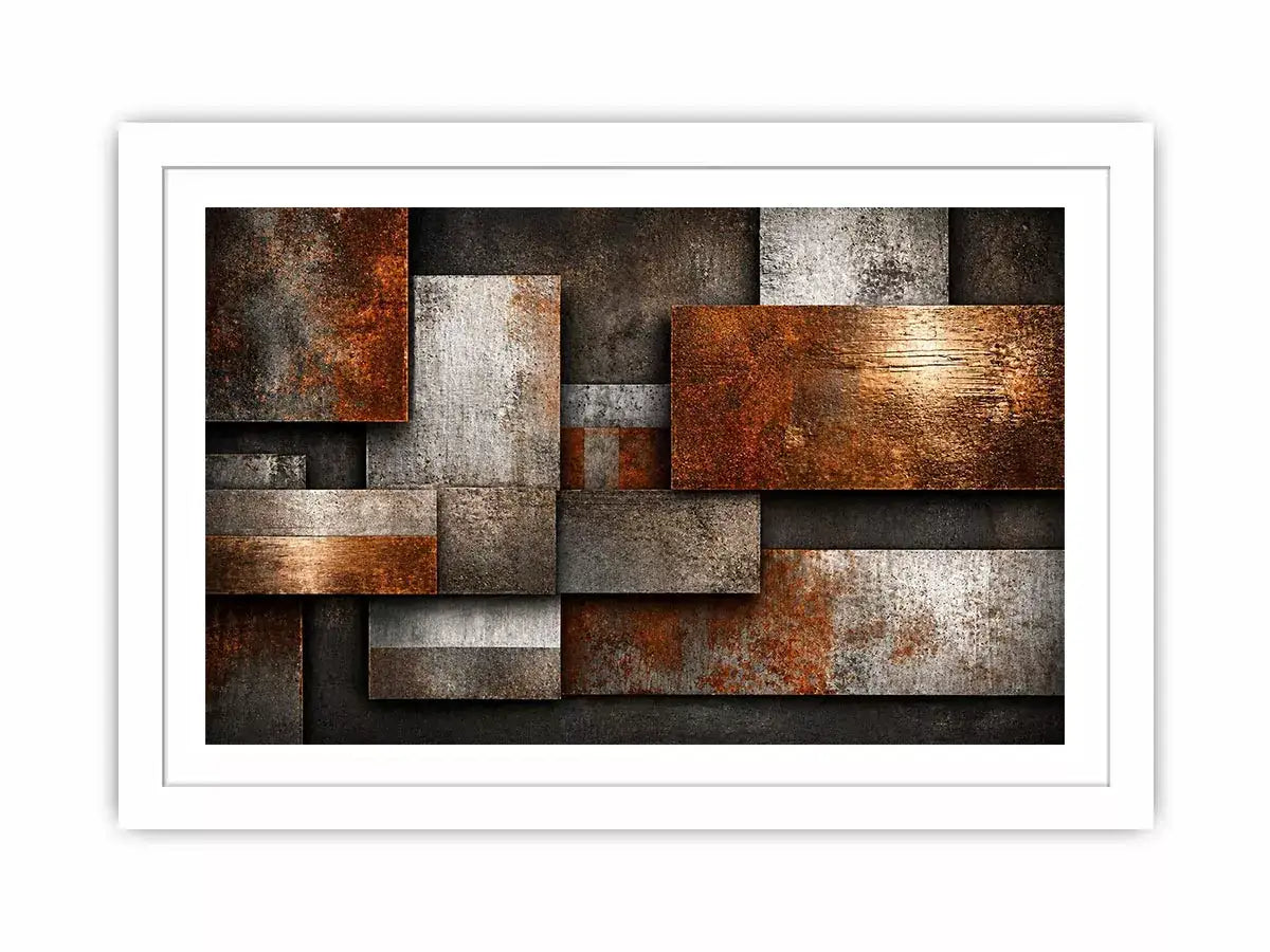 industrial abstract wall art rust texture, layered metal panel artwork, modern geometric industrial canvas, textured neutral wall decor, urban abstract art print