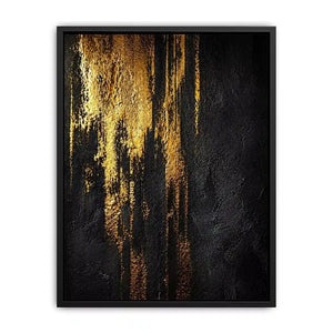 abstract gold texture wall art, black gold modern canvas print, luxury textured abstract artwork, metallic gold wall decor, bold abstract texture painting