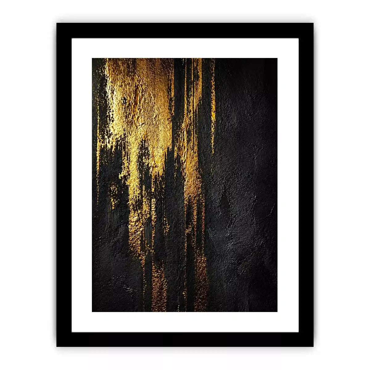abstract gold texture wall art, black gold modern canvas print, luxury textured abstract artwork, metallic gold wall decor, bold abstract texture painting