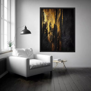 abstract gold texture wall art, black gold modern canvas print, luxury textured abstract artwork, metallic gold wall decor, bold abstract texture painting
