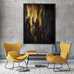 abstract gold texture wall art, black gold modern canvas print, luxury textured abstract artwork, metallic gold wall decor, bold abstract texture painting