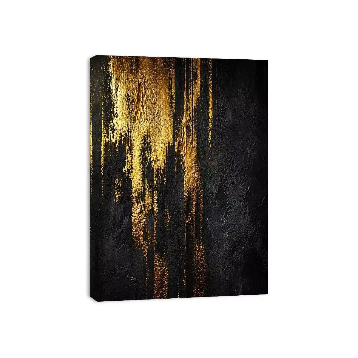 abstract gold texture wall art, black gold modern canvas print, luxury textured abstract artwork, metallic gold wall decor, bold abstract texture painting