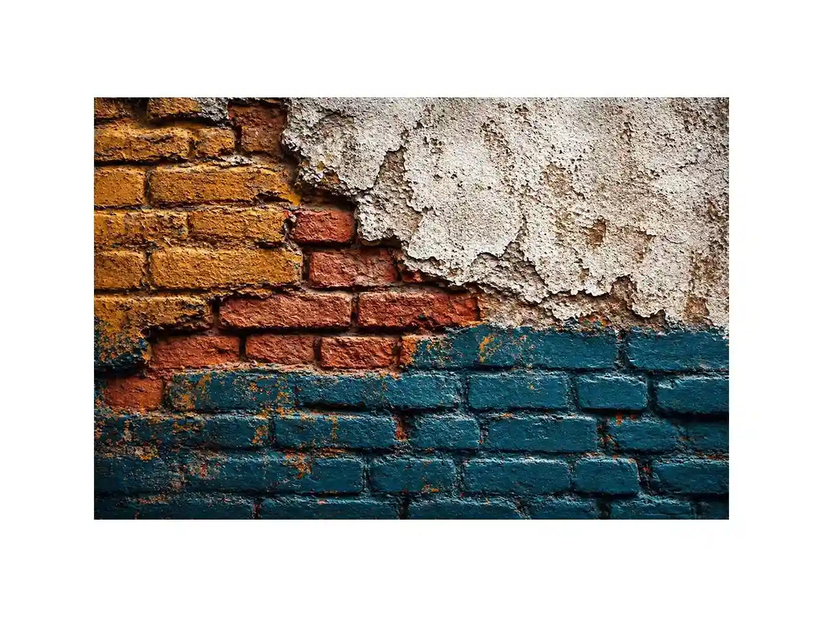 rustic brick wall art texture, urban wall texture canvas print, distressed painted brick artwork, industrial wall decor texture, colorful brick abstract art