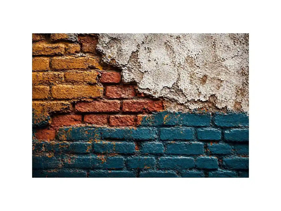 rustic brick wall art texture, urban wall texture canvas print, distressed painted brick artwork, industrial wall decor texture, colorful brick abstract art