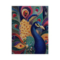 peacock wall art colorful luxury bird canvas, vibrant peacock painting detailed feathers artwork, blue gold peacock canvas modern decor, exotic bird wall art premium textured design