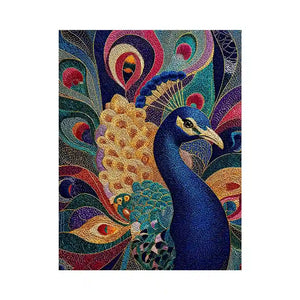 peacock wall art colorful luxury bird canvas, vibrant peacock painting detailed feathers artwork, blue gold peacock canvas modern decor, exotic bird wall art premium textured design
