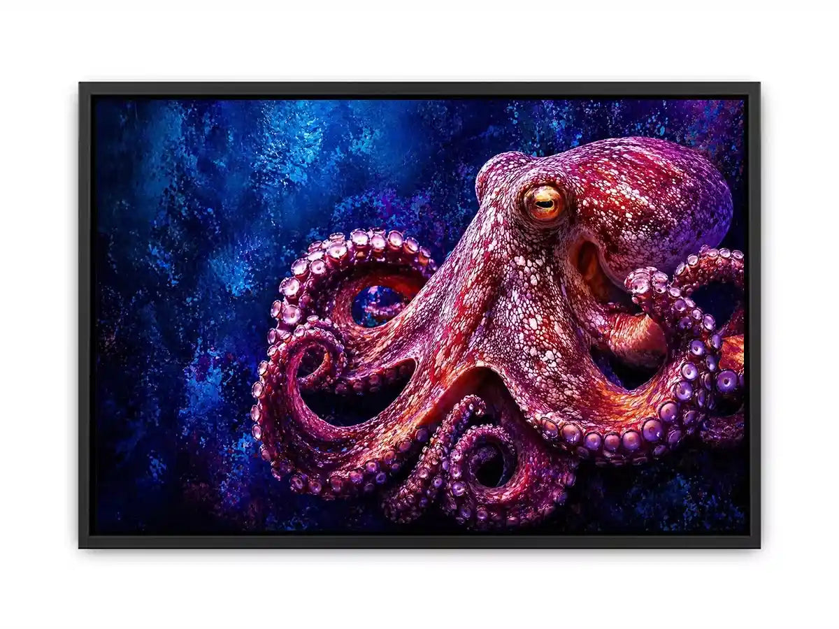 octopus wall art modern ocean canvas, vibrant octopus painting detailed texture artwork, marine life canvas bold sea creature decor, underwater octopus artwork premium design