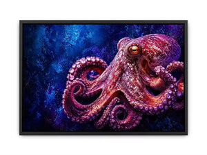 octopus wall art modern ocean canvas, vibrant octopus painting detailed texture artwork, marine life canvas bold sea creature decor, underwater octopus artwork premium design